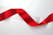Ribbon banner red white background .