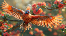 A Bird Resembling A Long Tailed Pheasant, With Long Whisker,generative Ai