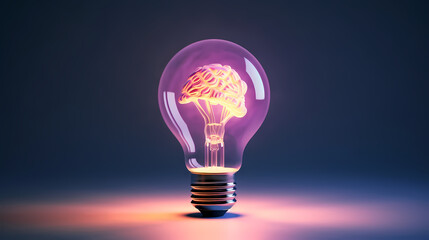 Wall Mural - Brain inside light bulb, creative idea concept