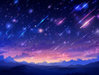 Meteors bright streaking through the cosmos. AI Generation.