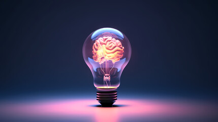 Wall Mural - Brain inside light bulb, creative idea concept