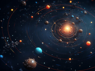  Luminous Ring of planets bright amid the cosmos. AI Generation.