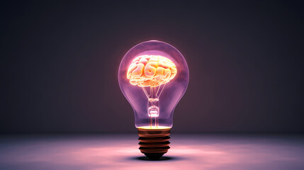 Wall Mural - Brain inside light bulb, creative idea concept