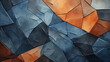 Abstract geometric shapes in blue and orange as stone pattern background texture or crumpled wallpaper, web design 