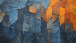 Abstract geometric stripes in blue and orange as vertical stone pattern background texture or crumpled wallpaper