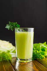 Poster - vegetarian smoothie made from green vegetables, cabbage, lettuce, greens