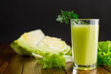 Poster - vegetarian smoothie made from green vegetables, cabbage, lettuce, greens