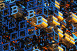 Abstract futuristic concept of Bitcoin mining and artificial intelligence. 3d rendering illustration