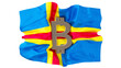 Metallic Bitcoin Symbol Superimposed on the Flag of Aland Islands