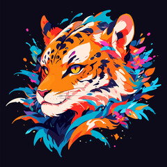 Wall Mural - Bold Tiger Head Design in Vibrant Colors