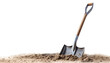 Shovel in the sand isolated in no background. 3d illustration