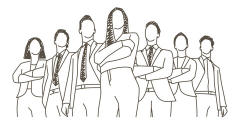 Sticker - A group of people are standing in a line, all wearing suits and ties