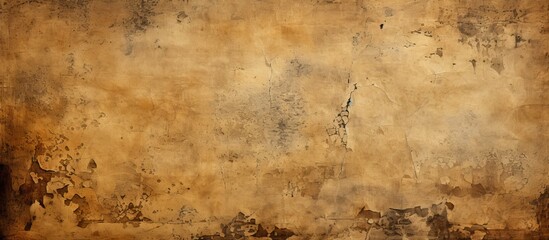 Canvas Print - The weathered paper showcases a vintage aesthetic with brown stains resembling a landscape of beige grass and soil. The hardwood flooring pattern adds an artistic touch