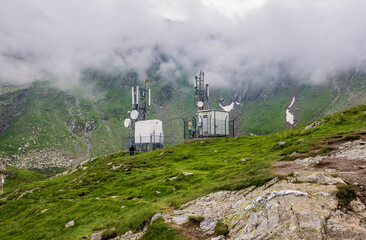 Canvas Print - Weather station next to Balea Lake next to Transfagarasan road in Carpathian Mountains, Romania