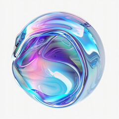 Wall Mural - Holographic liquid bubble shape isoalted, AI Generative.