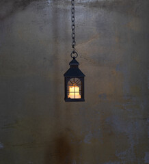 Poster - decorative halloween lantern hanging on the wall