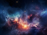 Fototapeta Kosmos - Intriguing cosmic nebulae bright amid galaxies. AI Generation.