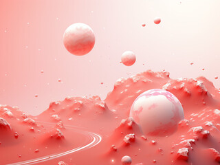 Wall Mural - Red planets, a captivating glimpse of the cosmos. AI Generation.