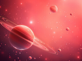 Wall Mural - Crimson orbs against the backdrop of space. AI Generation.