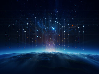 Wall Mural - Electrifying space with cosmic rays. AI Generation.