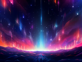 Wall Mural - Brilliant cosmic rays light up the galaxy's backdrop. AI Generation.