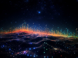 Wall Mural - The universe sparkles with the glow of cosmic rays. AI Generation.