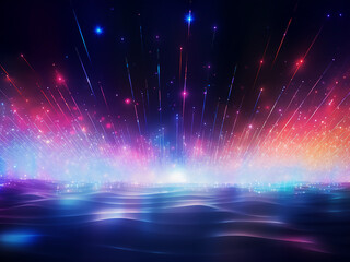 Wall Mural - Bright cosmic rays adorn the celestial canvas. AI Generation.