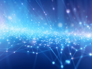 Wall Mural - Cosmic rays create a serene blue scene. AI Generation.