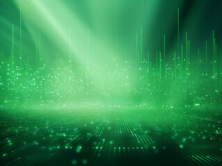 Wall Mural - The universe bathed in cosmic rays green. AI Generation.