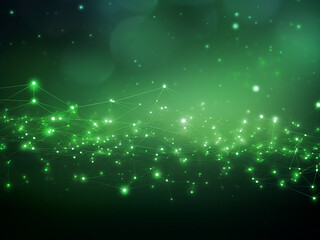Wall Mural - Cosmic rays green dancing in the galaxy. AI Generation.