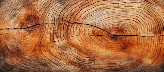 Sticker - A closeup of a tree trunk displaying the annual rings, showcasing the intricate pattern of hardwood with circles representing each year of growth