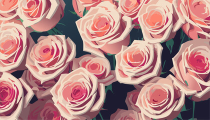 Wall Mural - Pink beautiful roses bouquet background