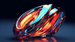 abstract futuristic multicolored shiny glass 3d shape.3D illustration of holographic crystal made of glass with chromatic aberrations. Iridescent abstract