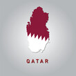 Qatar country map with flag