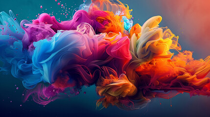 Poster - Vibrant colors swirling in futuristic underwater chaos, AI Generative.