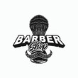 Vintage labels illustration for barbershop. Badge logo design concept