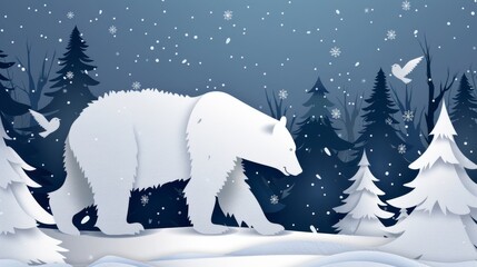 Poster - This illustration features a polar bear against a forest of Christmas trees. This is part of Eps 10's Christmas illustrations.