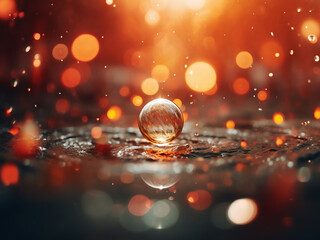 Circular bokeh illuminates a dark night, courtesy of candlelight and water