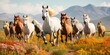 horses galloping in the steppe Generative AI