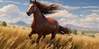 hors galloping in the steppe Generative AI