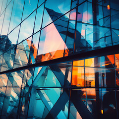 Wall Mural - Abstract reflections in a glass building. 