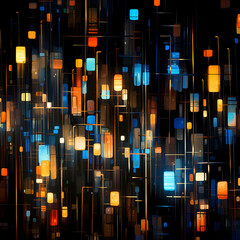 Poster - Abstract patterns created by city lights at night. 