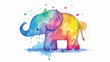 Color crayon silhouette caricature of cute elephant