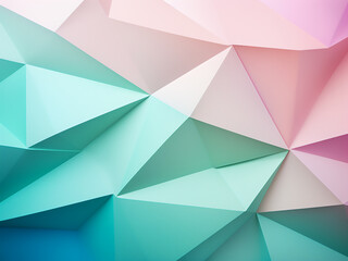 Poster - Explore the soothing tones of pastel pink and green in geometric shapes.