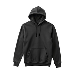 Blank black hoodie mockup, front view, isolated on transparent background