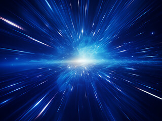 Poster - Abstract warp motion depicted in blue star trail.