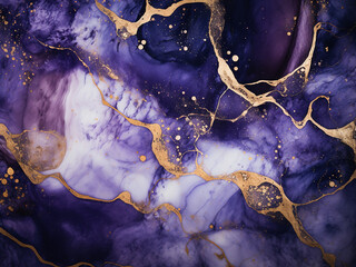 Wall Mural - Abstract watercolor backdrop resembles blue-violet marble.