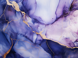 Wall Mural - Marble-like backdrop combines blue and violet hues.