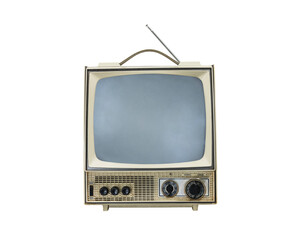 Wall Mural - Vintage white television isolated with cut out background.