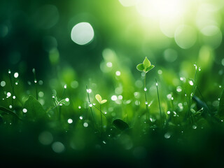 Canvas Print - Green out-of-focus bokeh creates a serene backdrop.